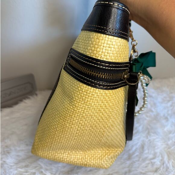 Vintage COACH y2k Black Natural Legacy Straw Tote Bag - Picture 4 of 9